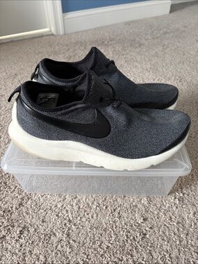 Nike Black Knit Slip-On Running Shoes with White Sole